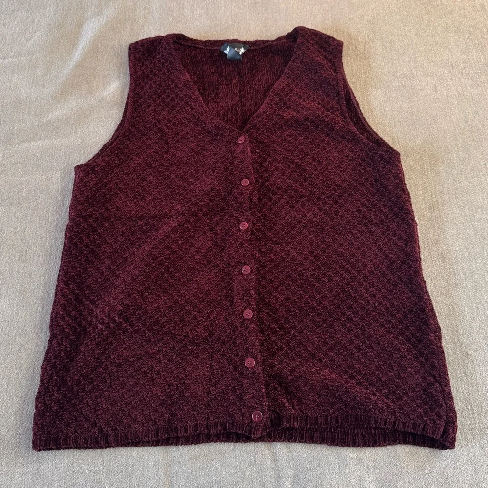 Vintage Eileen Fisher Maroon Knit Vest